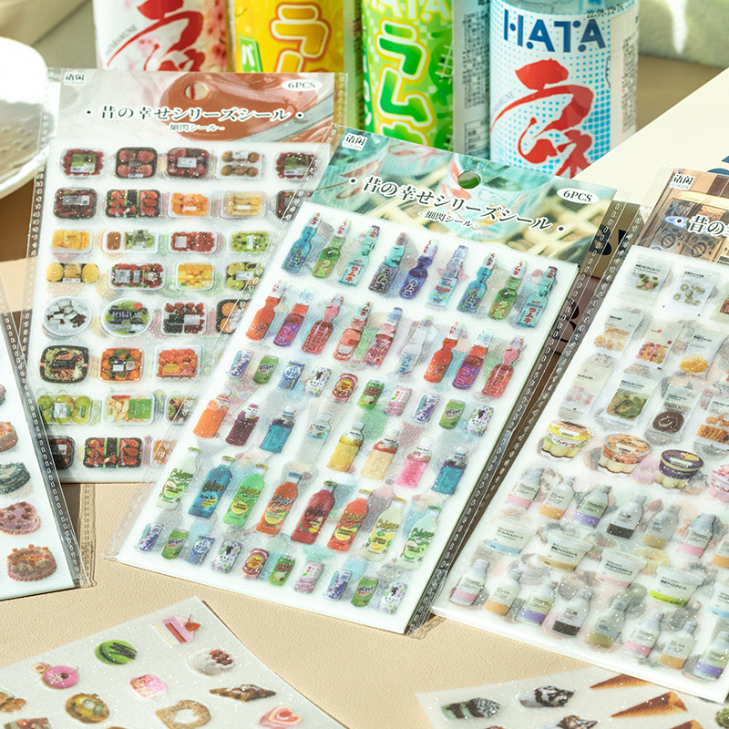 Embellishments For Scrapbooking - 6 Sheets Cute Cake snacks theme