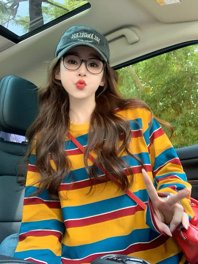 Women Color Block Striped Long - Embellish Knit ulasan dan harga