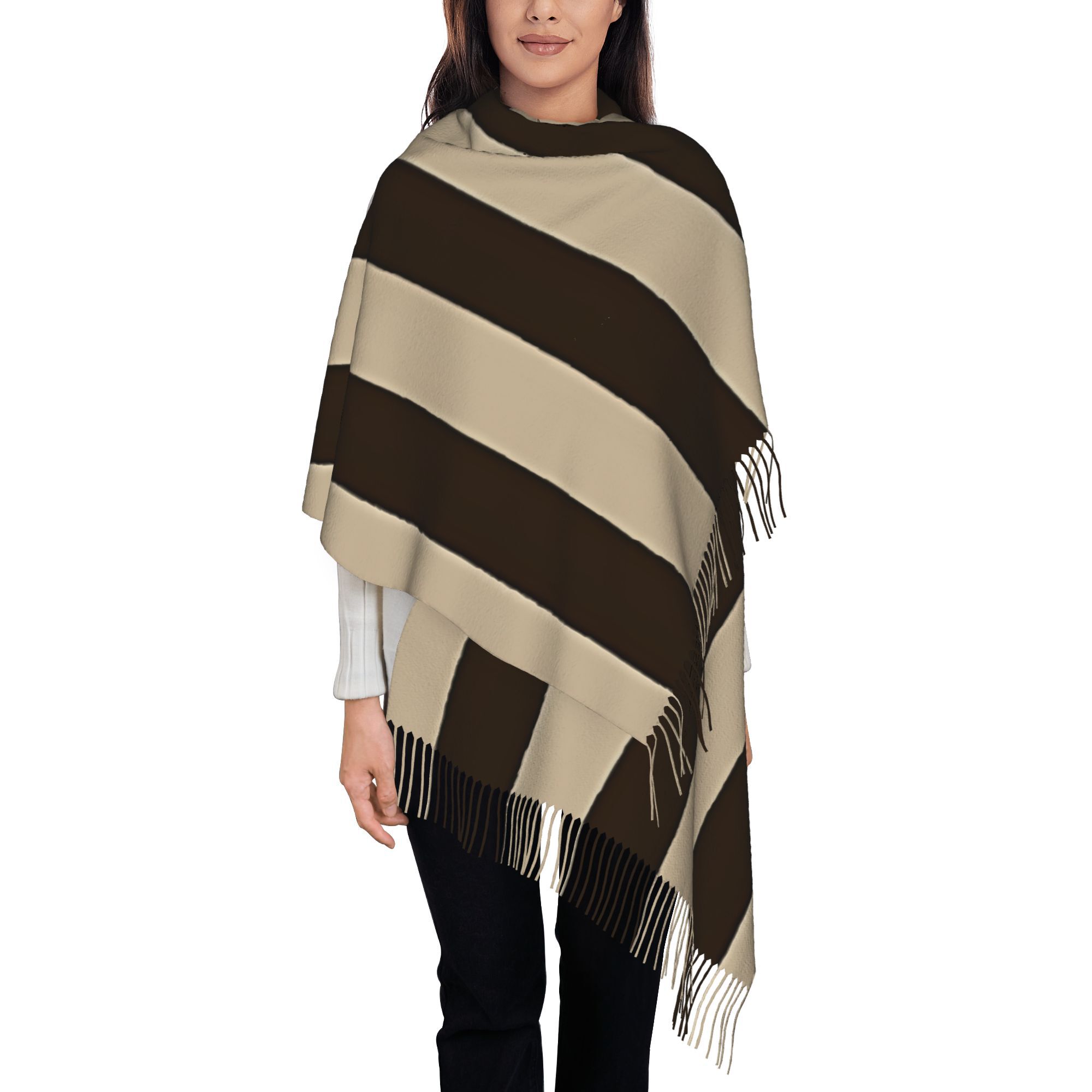 1pc Vertical Brown & Beige Str - Tassel Fringe Trim ulasan dan harga